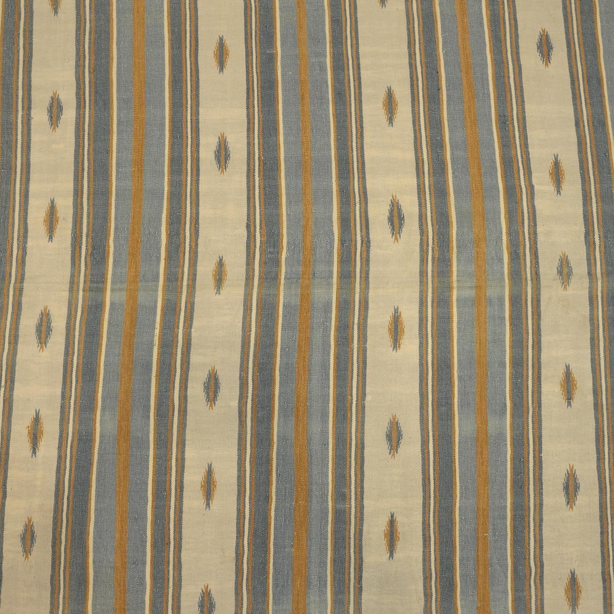 Mid-20th Century Vintage Dhurrie Rug in Beige-Brownwith Stripes, from Rug & Kilim For Sale