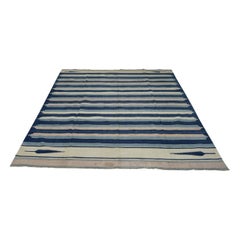 Tapis Dhurrie vintage à rayures crème et roses  Rug & Kilim