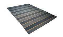 Vintage Dhurrie Rug in Bluewith Stripes, from Rug & Kilim