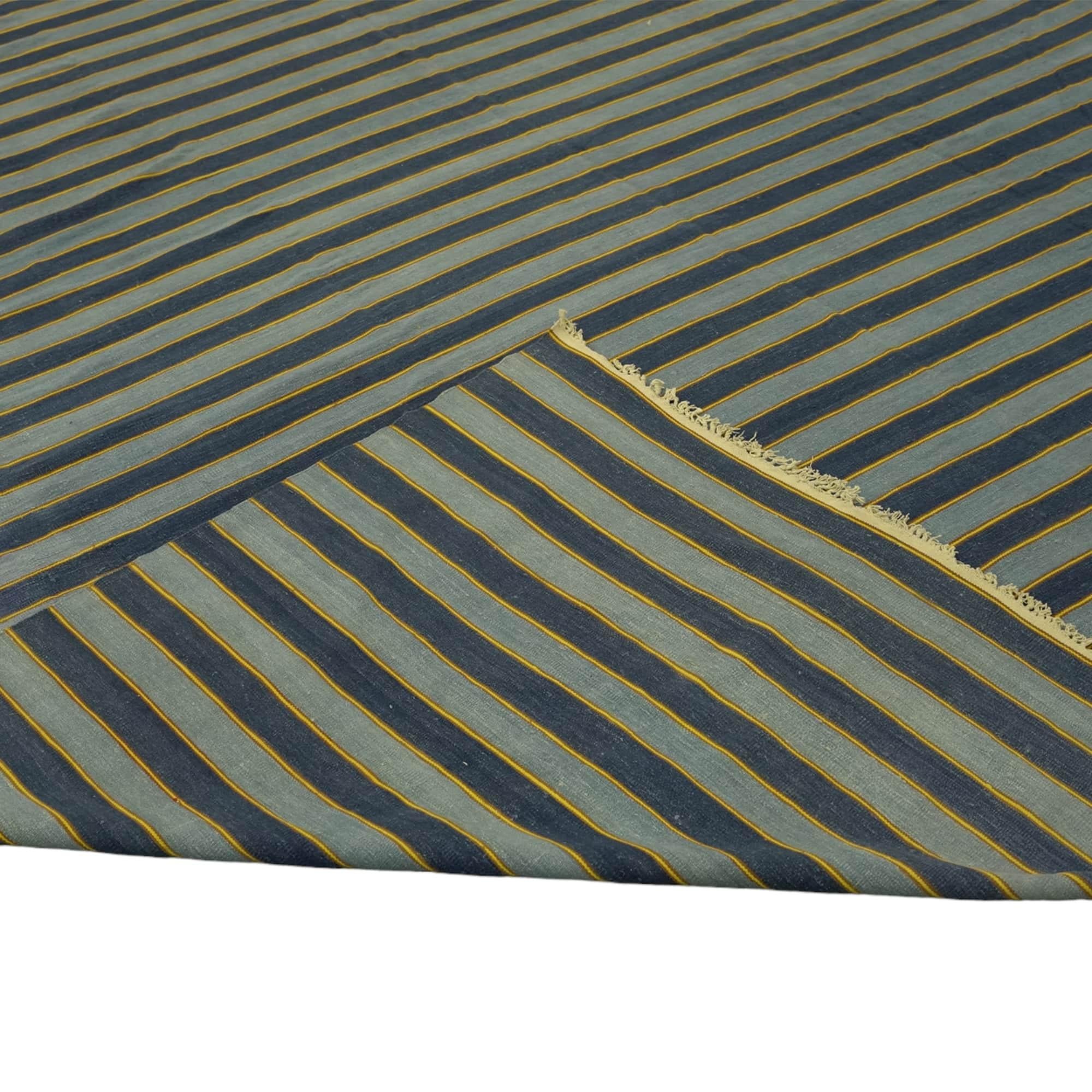 Tappeto vintage Dhurrie blu a strisce, da Rug & Kilim In condizioni buone in vendita a Long Island City, NY