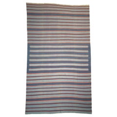 Vintage Dhurrie Vintage-Teppich in Blau mit Streifen, von Rug & Kilim