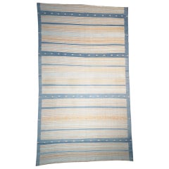 Tapis Dhurrie vintage bleu avec rayures, de Rug & Kilim
