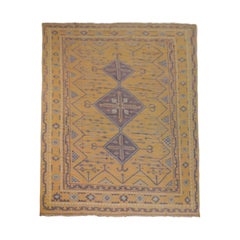 Vintage Dhurrie Vintage-Teppich in Gold und Grau mit Medaillons  Rug & Kilim