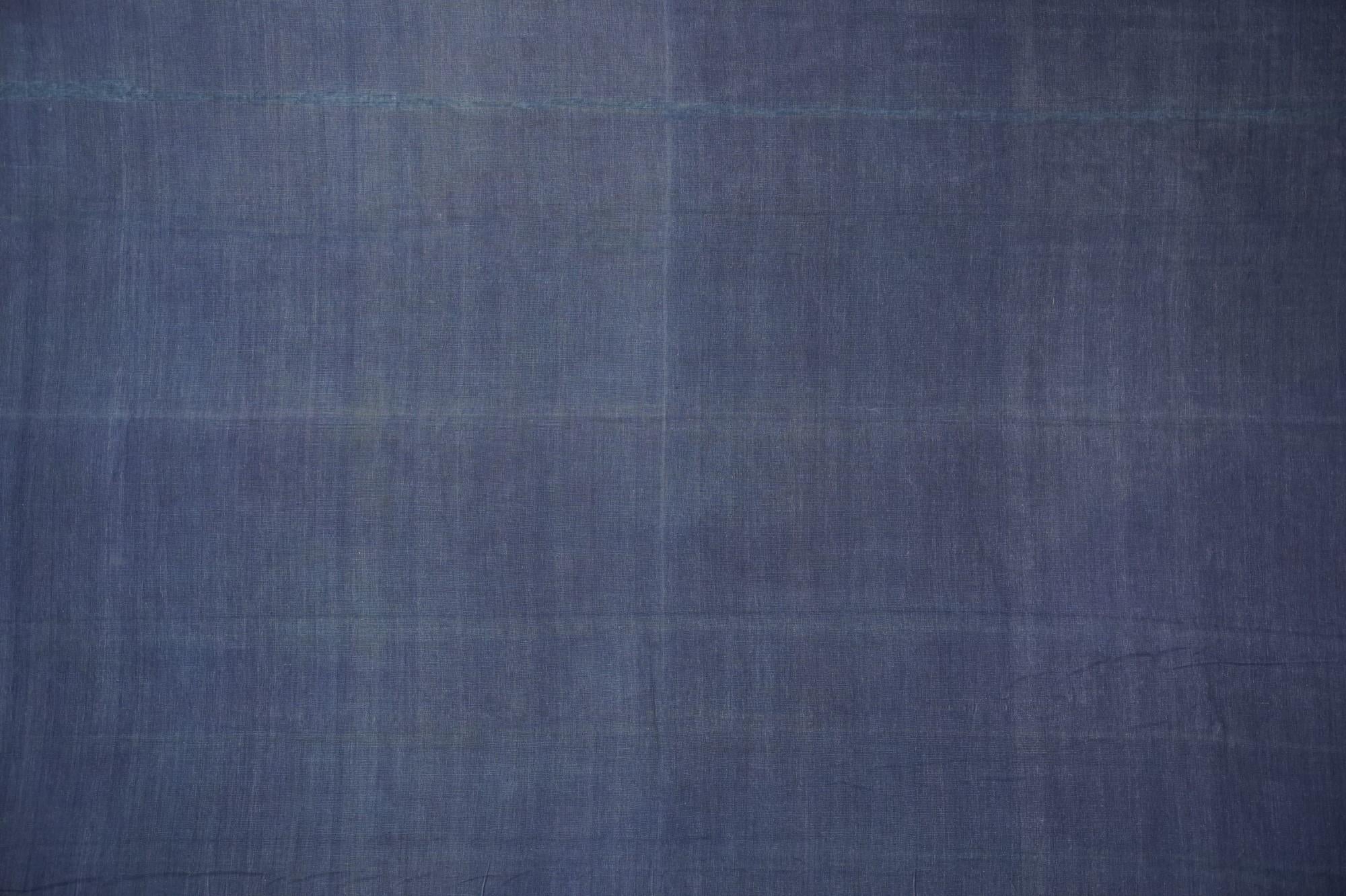 Vintage Dhurrie-Teppich mit blauem offenem Feld und roter Bordüre, von Rug & Kilim (Indisch) im Angebot