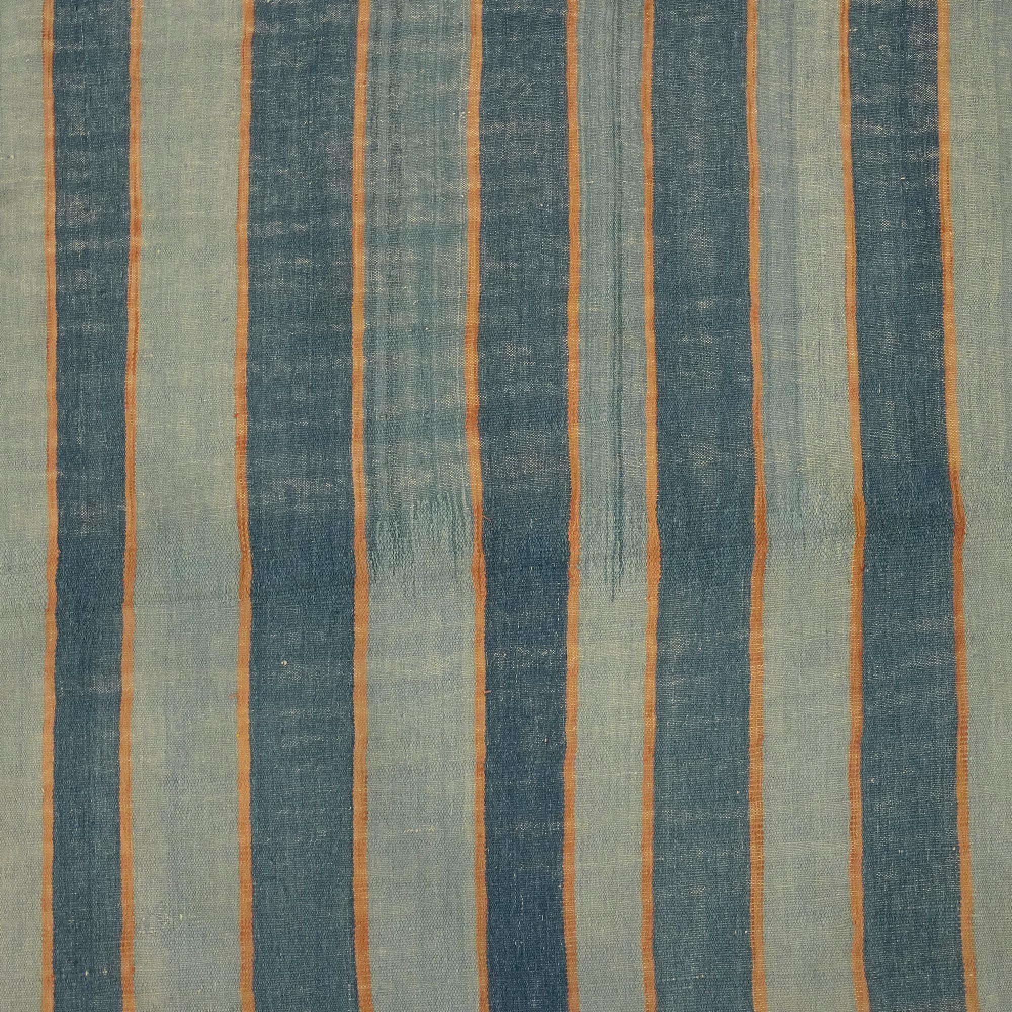 Vintage Dhurrie Teppich, mit blauen Streifen, von Rug & Kilim im Zustand „Gut“ im Angebot in Long Island City, NY
