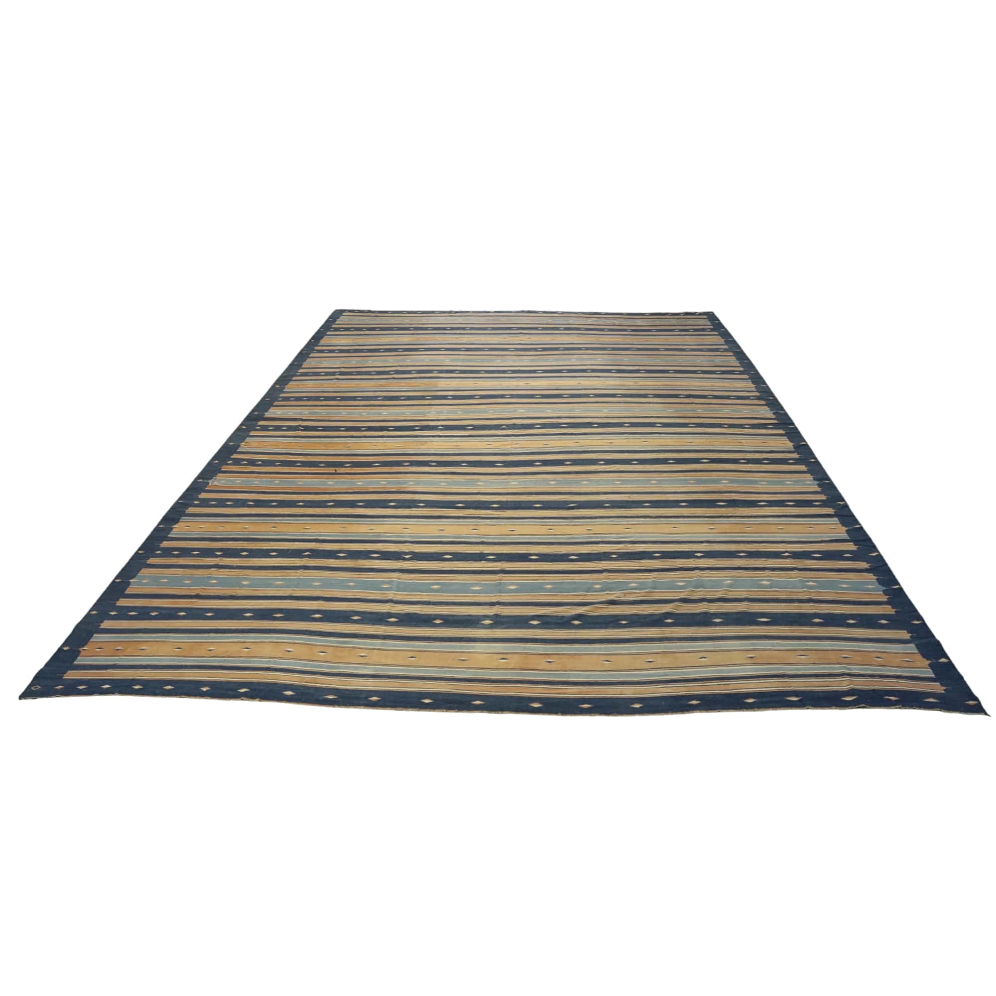 Alfombra Dhurrie Vintage, con rayas geométricas de colores
