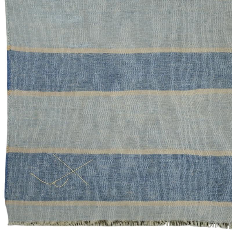 Indian Vintage Dhurrie Rug with Light Blue Stripes and Beige Accents  Rug & Kilim For Sale