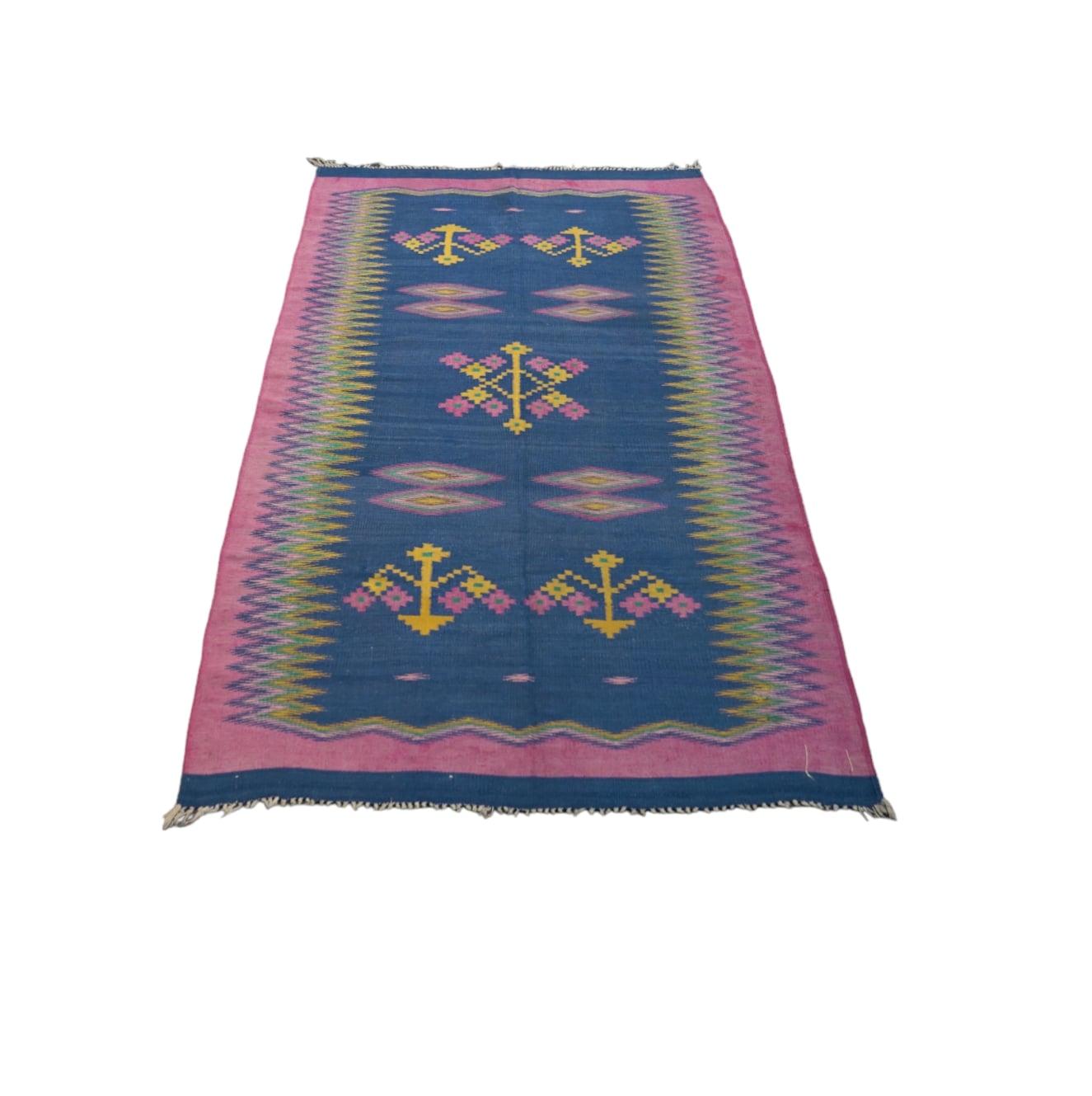Indian Vintage Dhurrie Rug, with Polychromatic Patterns, from Rug & Kilim For Sale