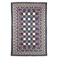 Vintage Dhurrie-Teppich mit mehrfarbigen Mustern von Rug & Kilim