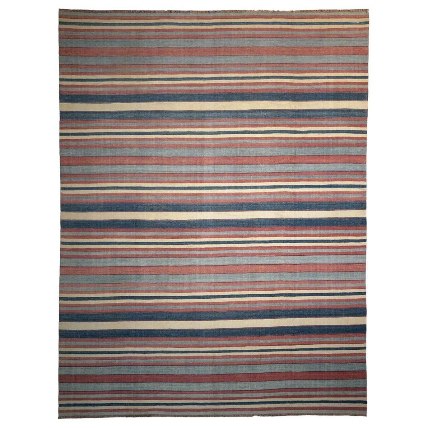 Tappeto Dhurrie d'epoca con strisce policrome, da Rug & Kilim