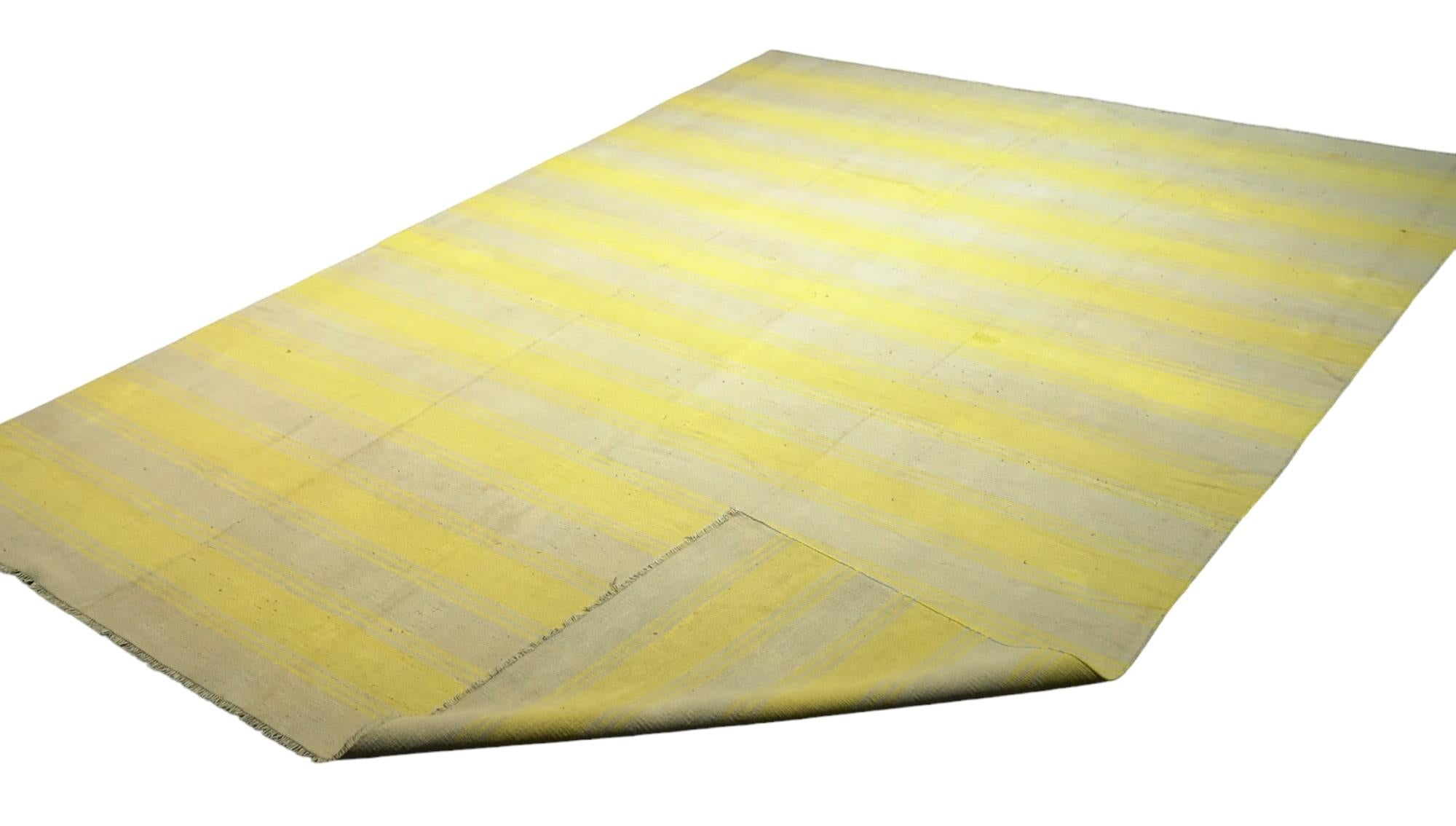 Vintage Dhurrie-Teppich mit Streifen, von Rug & Kilim (Indisch) im Angebot