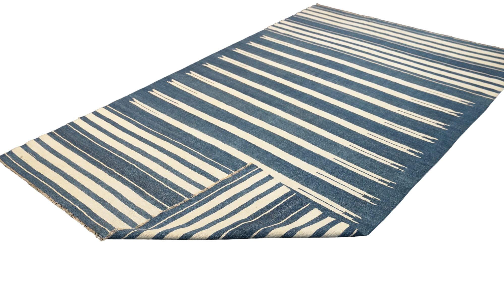 Hand-Woven Vintage Dhurrie Rug with Stripes, from Rug & Kilim For Sale