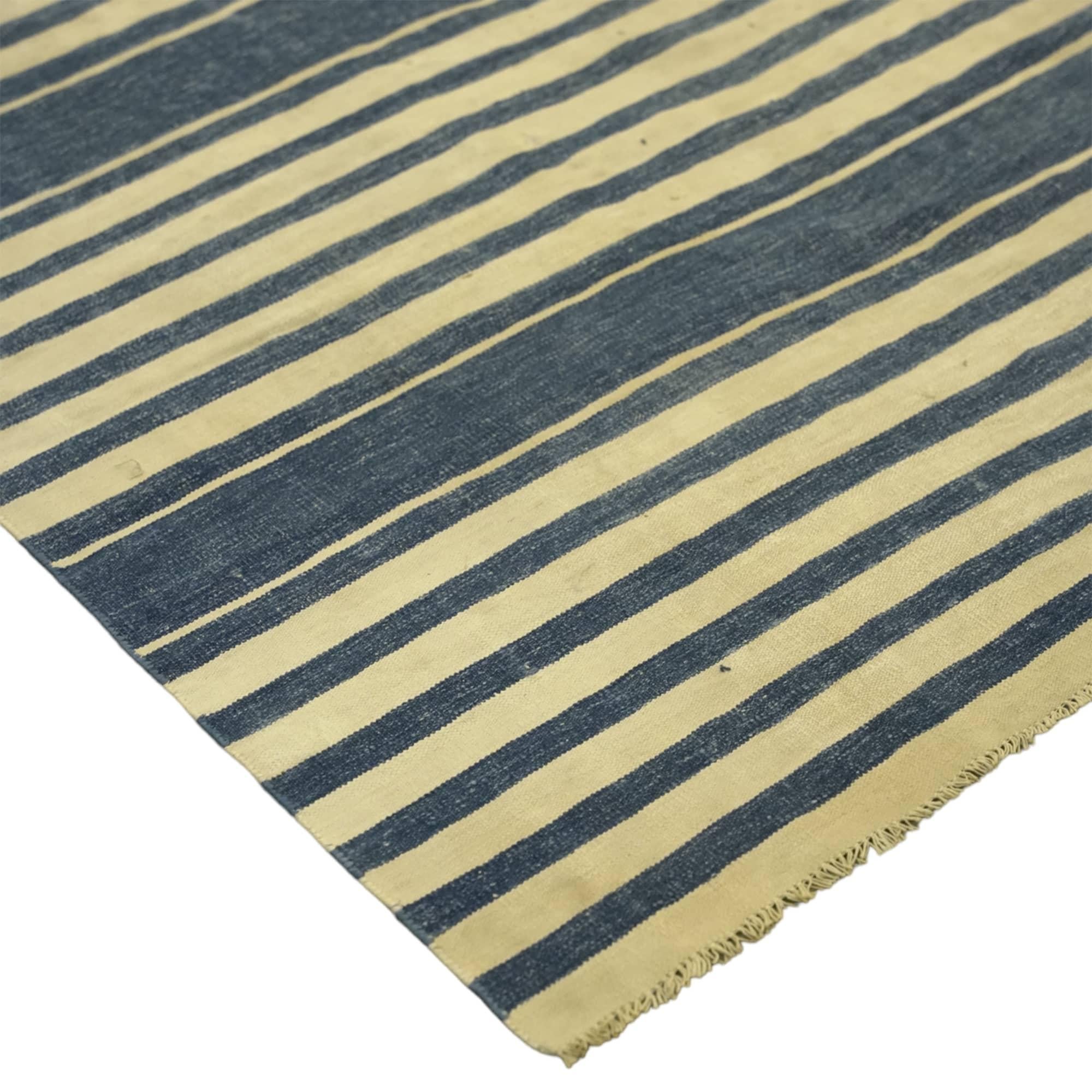 Vintage Dhurrie-Teppich mit Streifen, von Rug & Kilim (Handgewebt) im Angebot