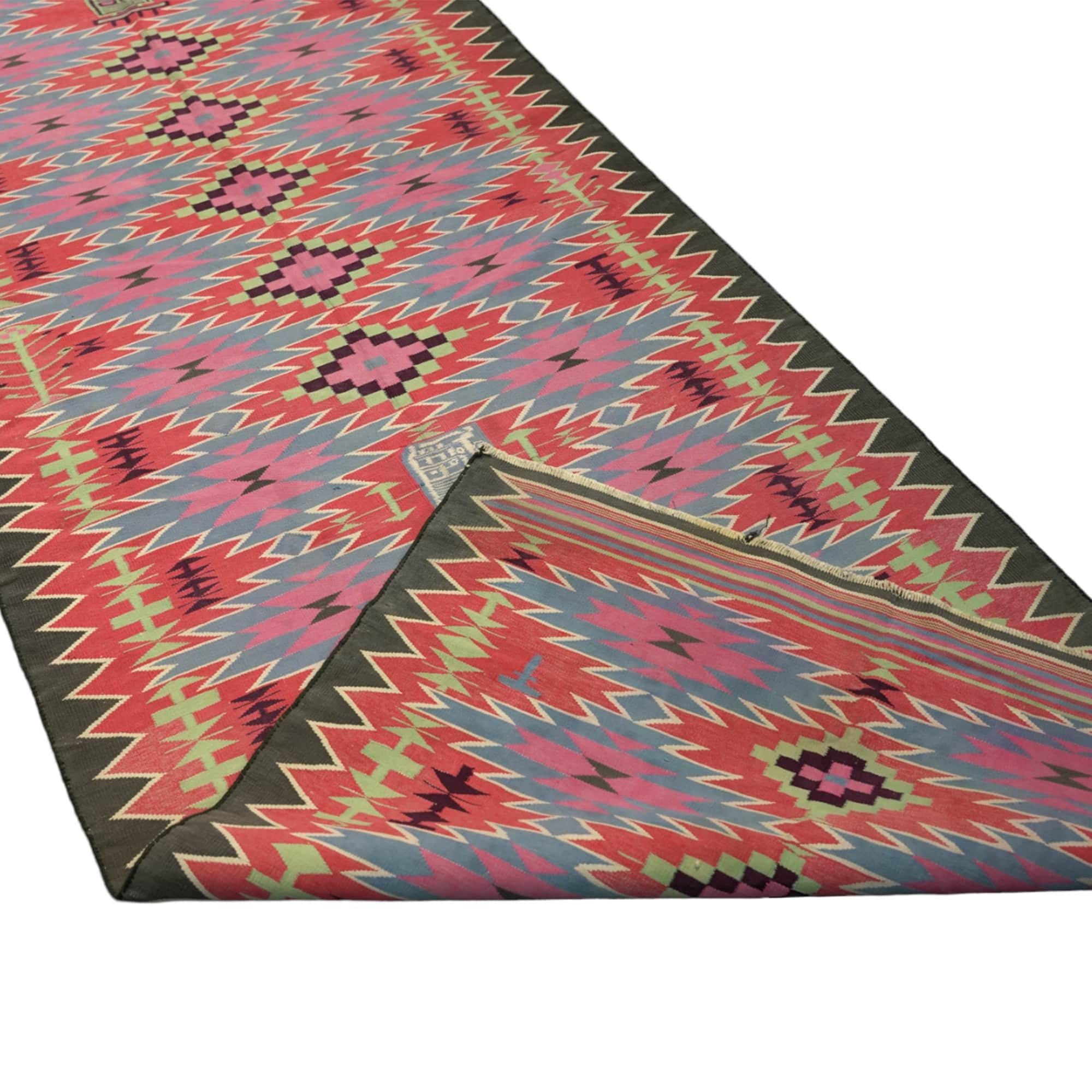 Vintage Dhurrie Läufer Geometrischer Teppich, von Rug & Kilim (Kelim) im Angebot