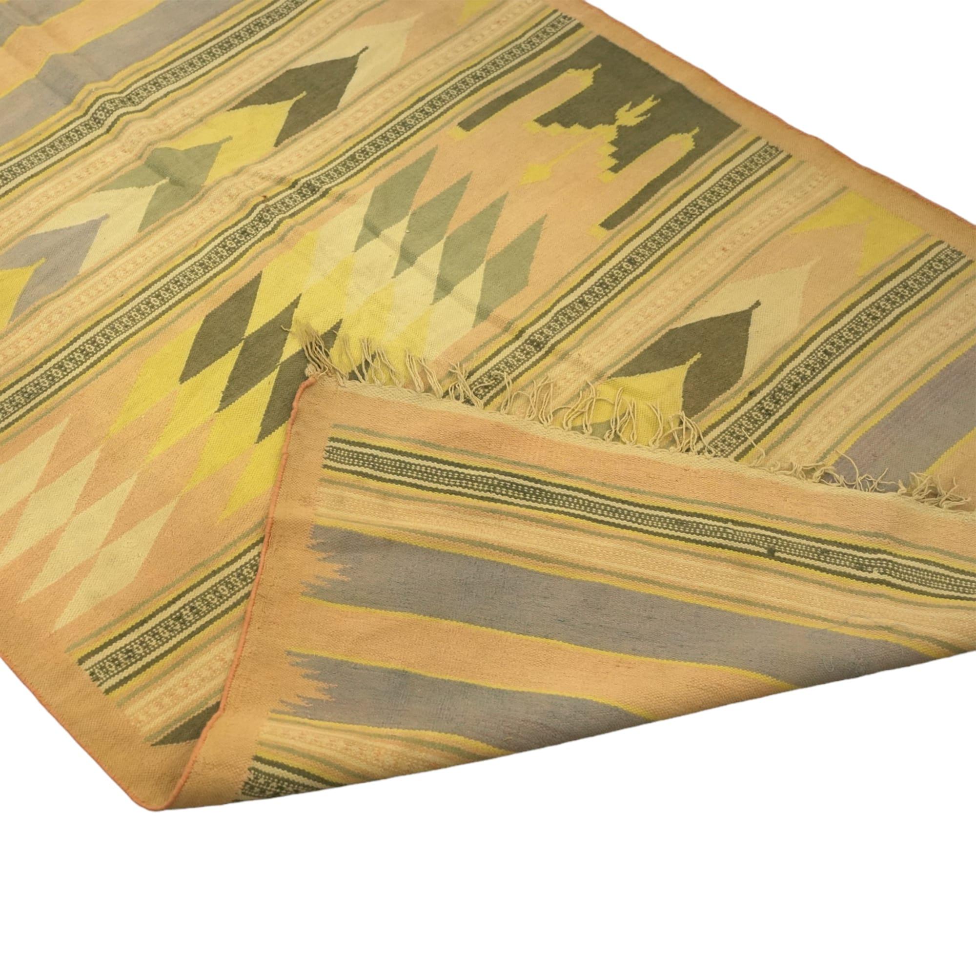 Vintage Dhurrie Läufer Geometrischer Teppich, von Rug & Kilim (Kelim) im Angebot