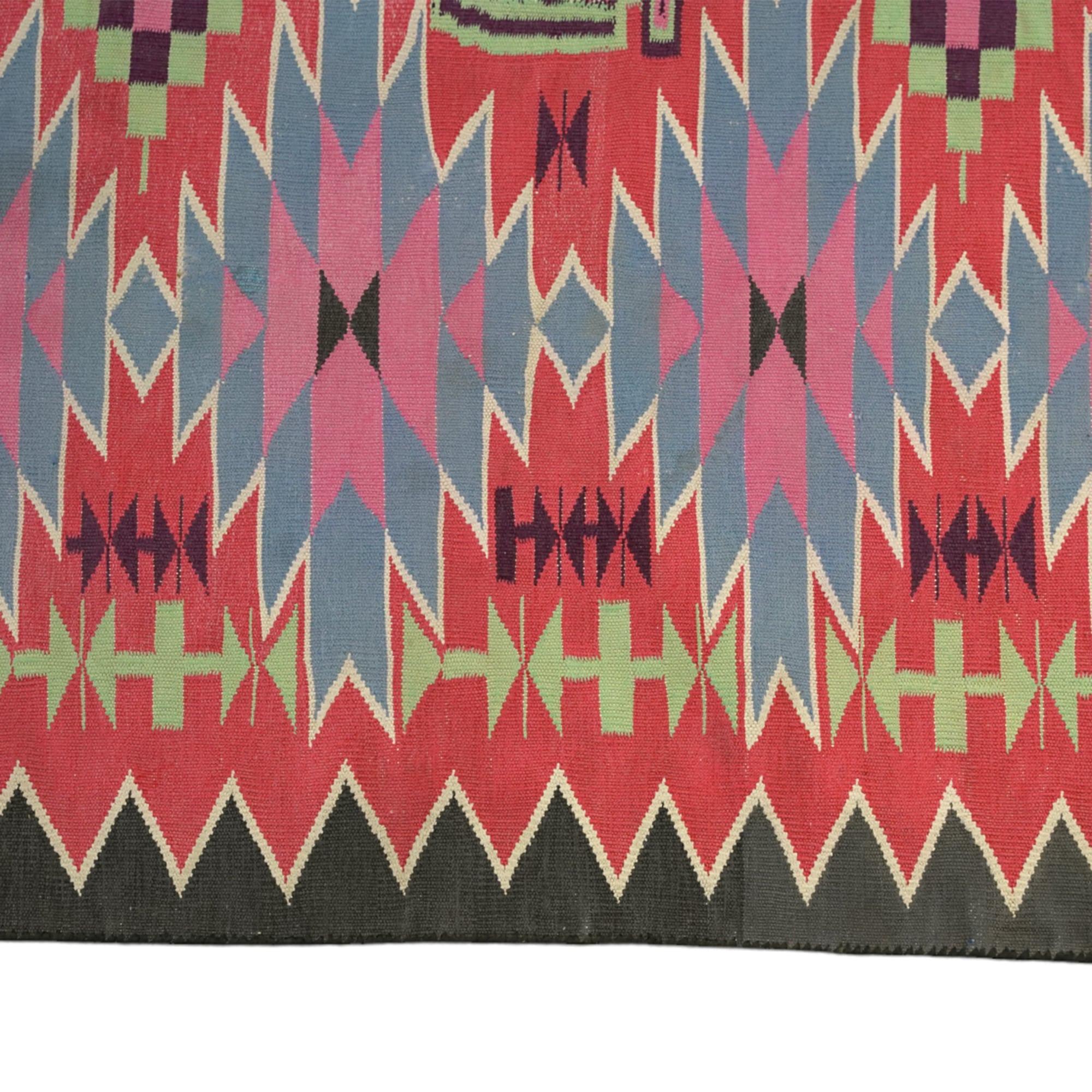 Vintage Dhurrie Läufer Geometrischer Teppich, von Rug & Kilim (Indisch) im Angebot