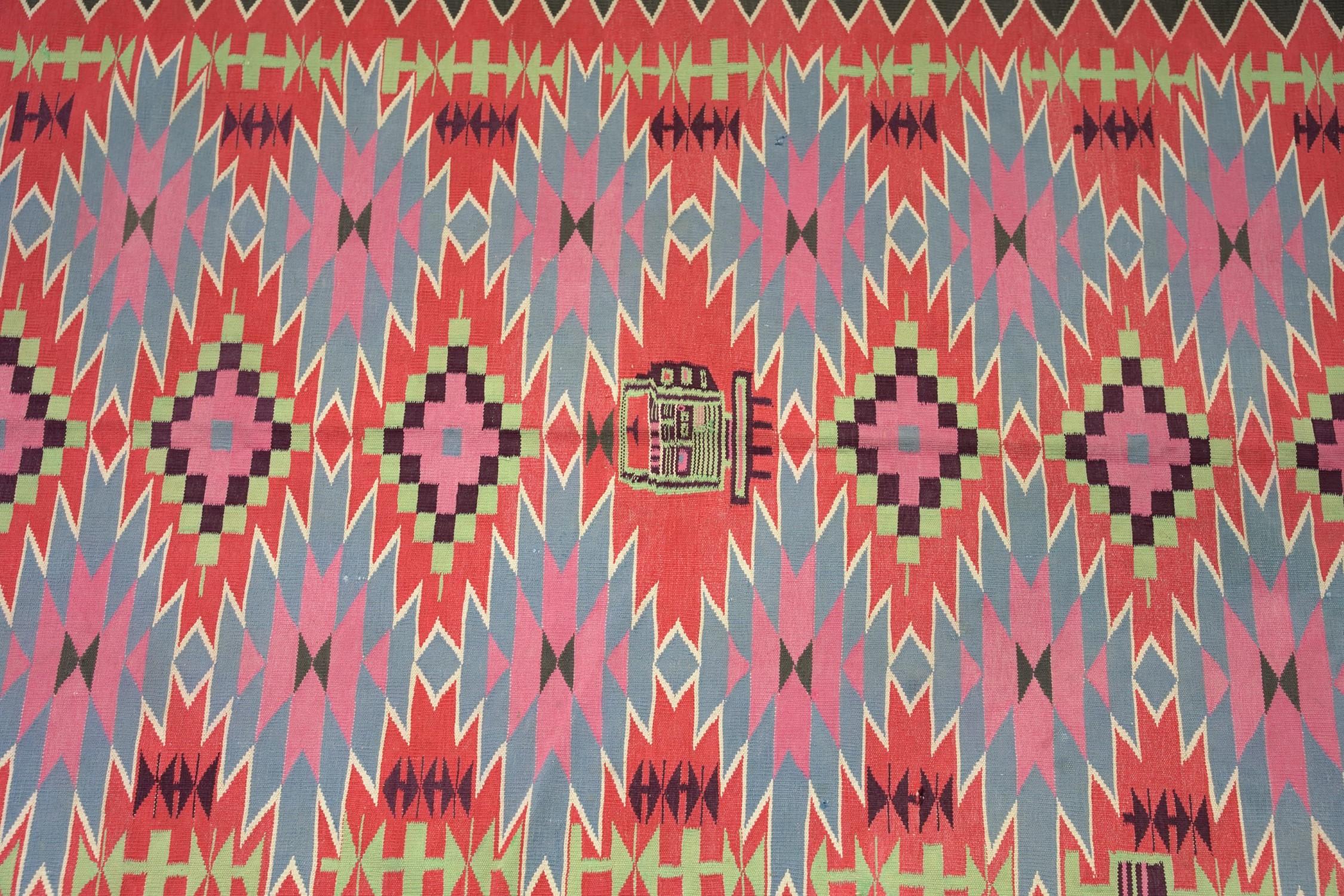 Vintage Dhurrie Runner Geometric Rug, from Rug & Kilim In Good Condition For Sale In Long Island City, NY