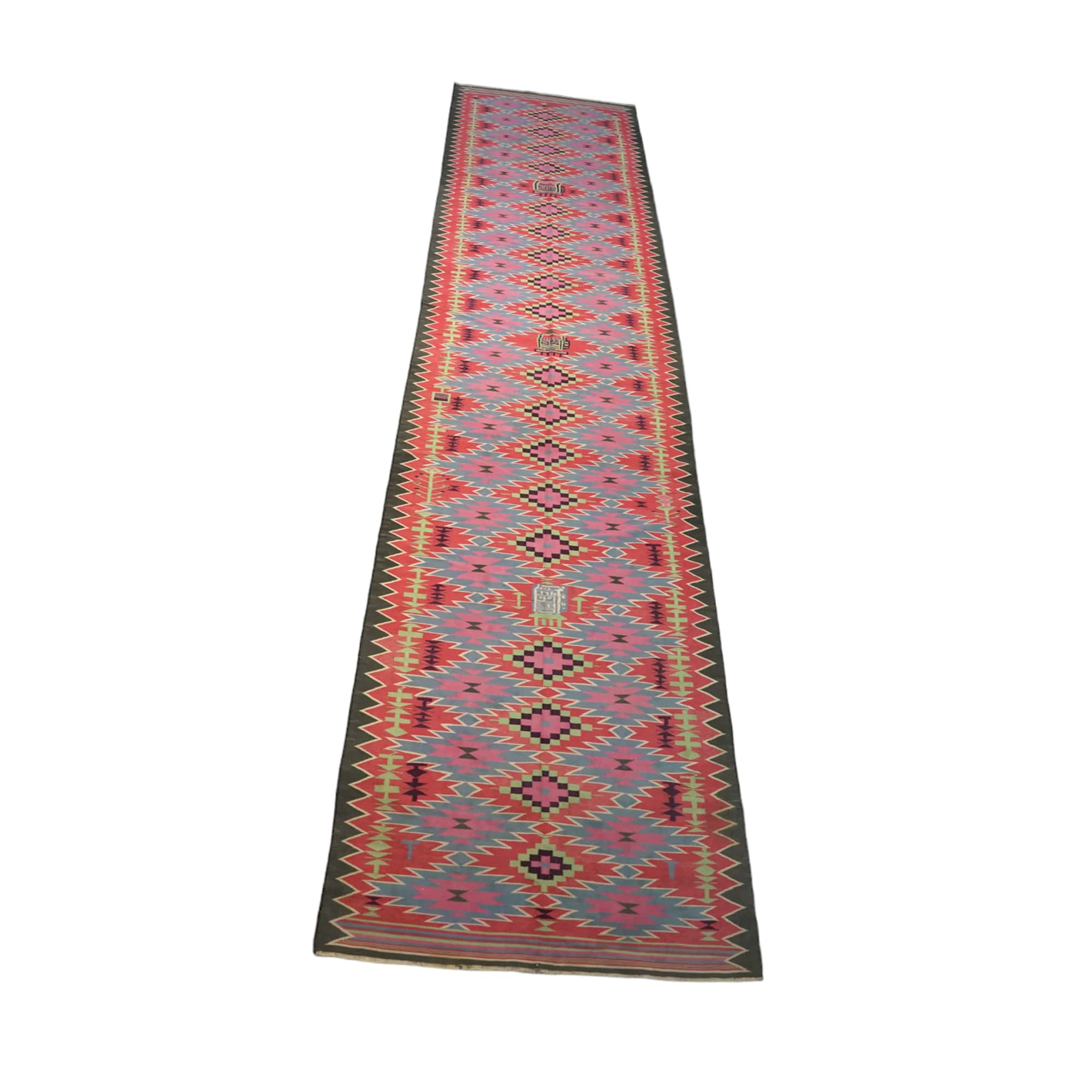 Vintage Dhurrie Läufer Geometrischer Teppich, von Rug & Kilim im Angebot