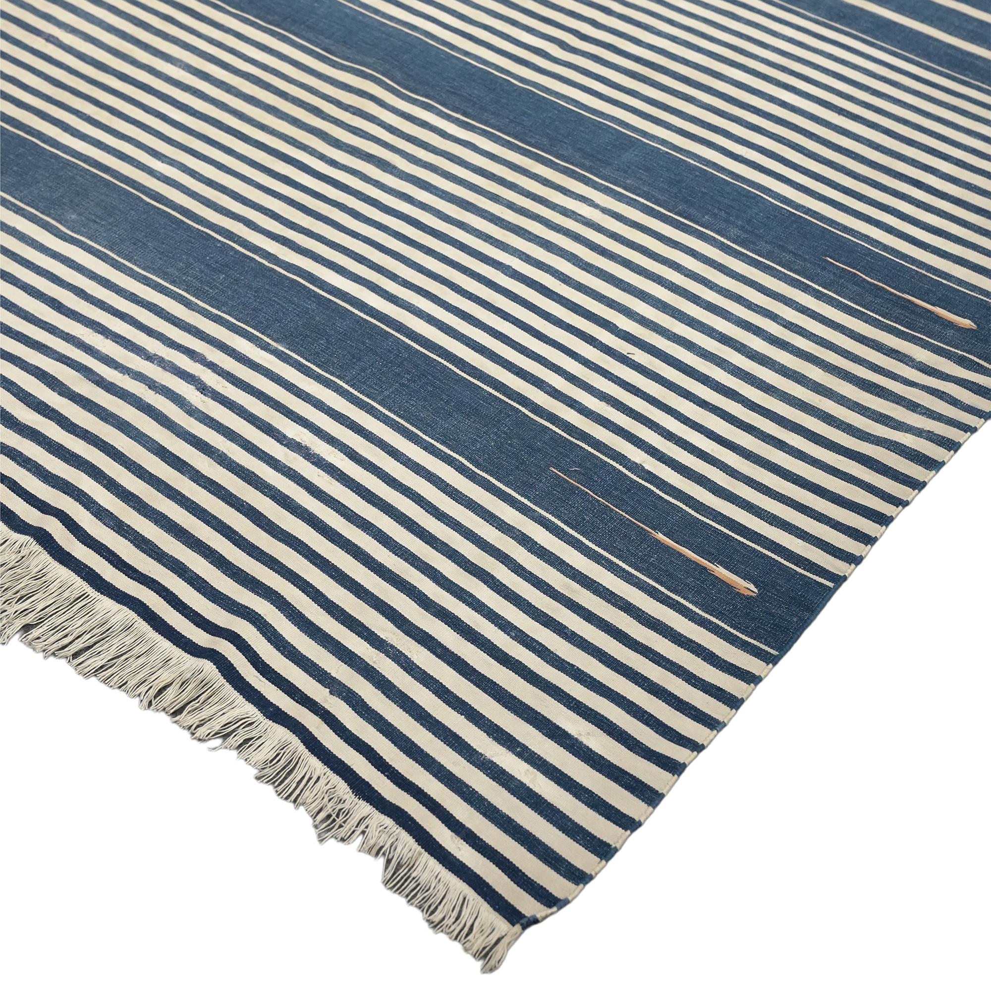 Hand-Woven Vintage Dhurrie Runner Rug with Stripes, from Rug & Kilim For Sale