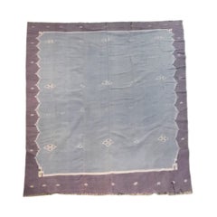 Tapis carré Dhurrie bleu à motifs géométriques  Rug & Kilim
