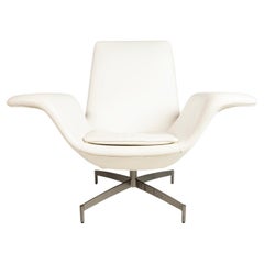 Used Dialogue Wing Lounge Chair by HBF in White Leather, c. 1990's