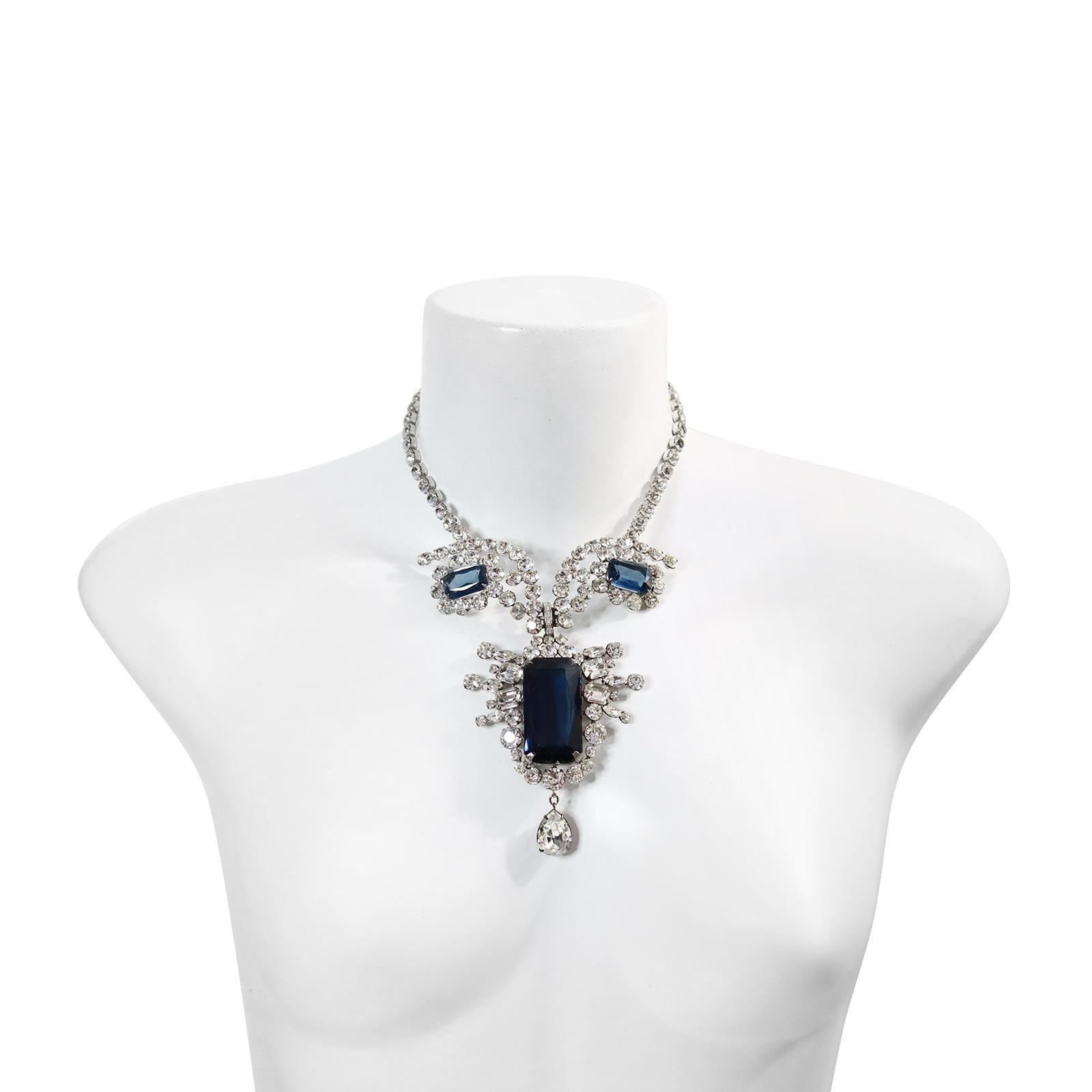 Vintage Diamant- und Saphir-Tropfen-Halskette Circa 1980er Jahre im Zustand „Gut“ im Angebot in New York, NY