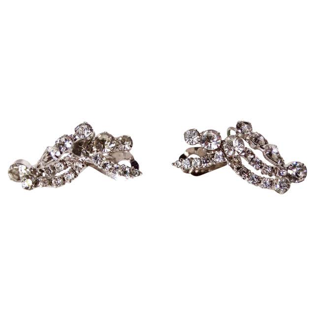 Handmade Red Glass Crystal Dangle Clip-On Earrings – Silver Plated, Made In UK