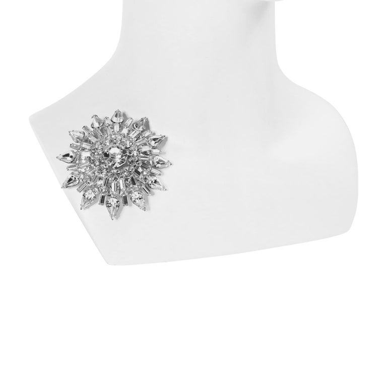 Vintage Diamante Double Layer Round Brooch Circa 1960s For Sale 1