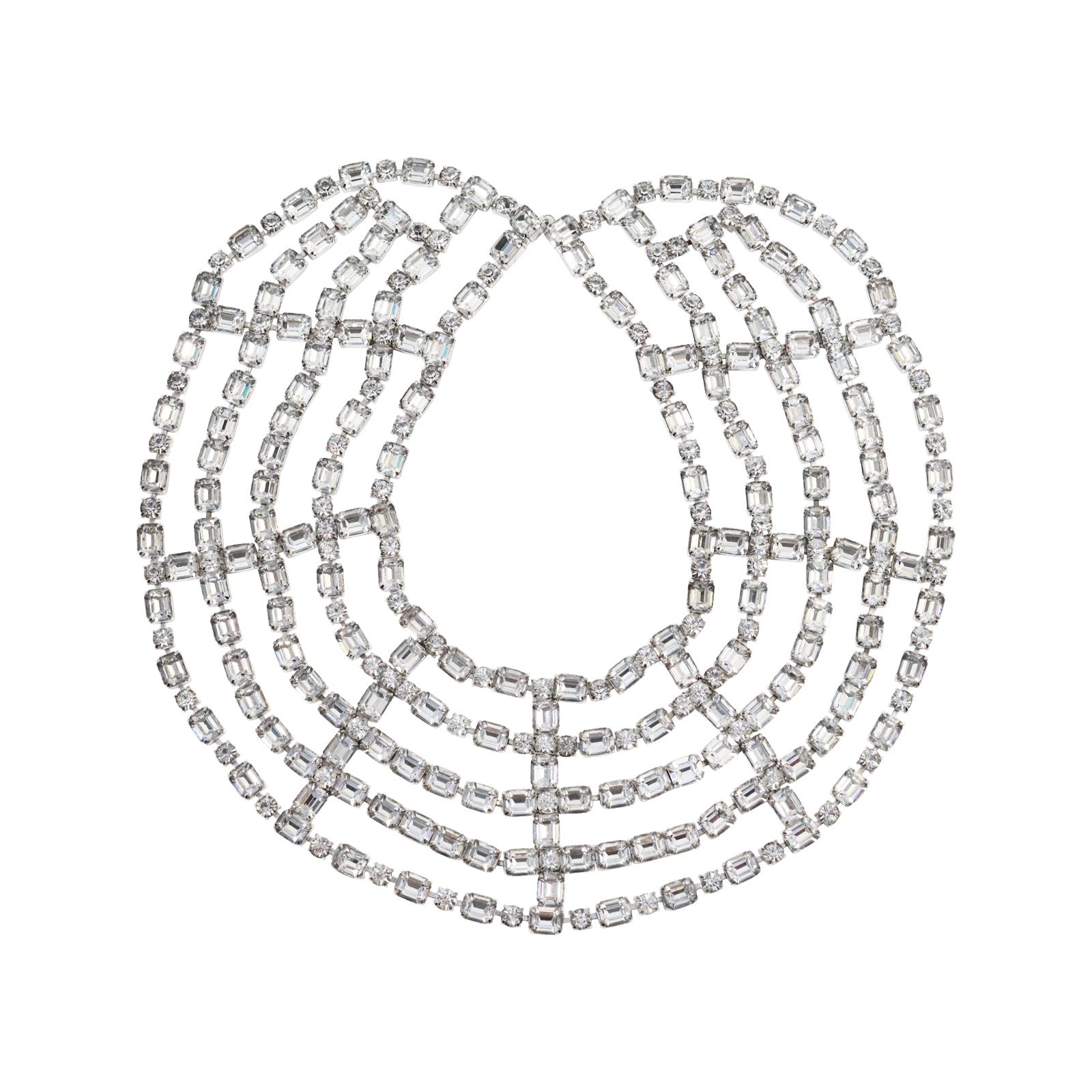 Moderne Collier large en diamant vintage avec émeraude et taille ronde Circa Vintage 1980's en vente