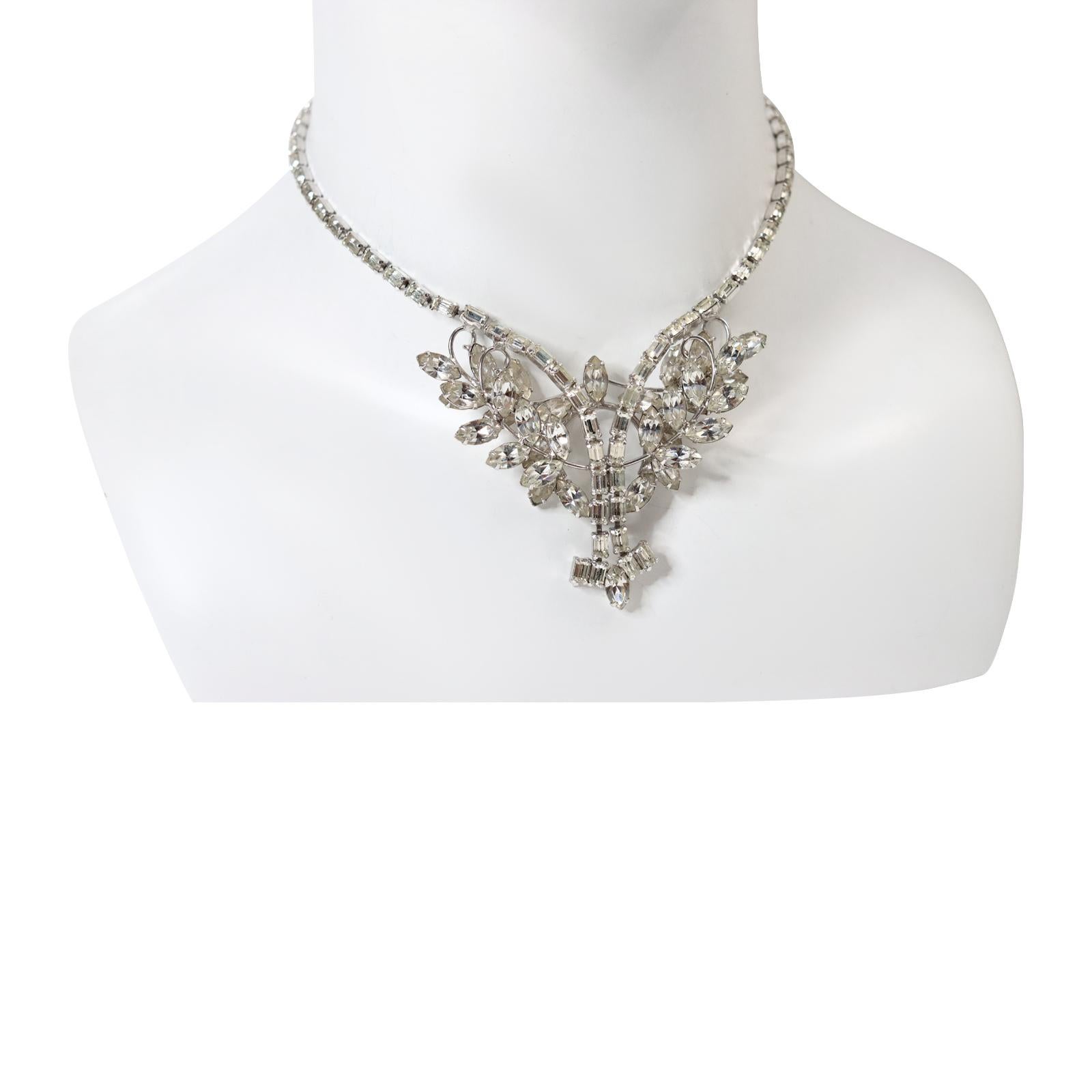 Vintage Diamant-Halskette in Smaragdform mit Baguette-Halskette Circa 1960er Jahre (Moderne) im Angebot