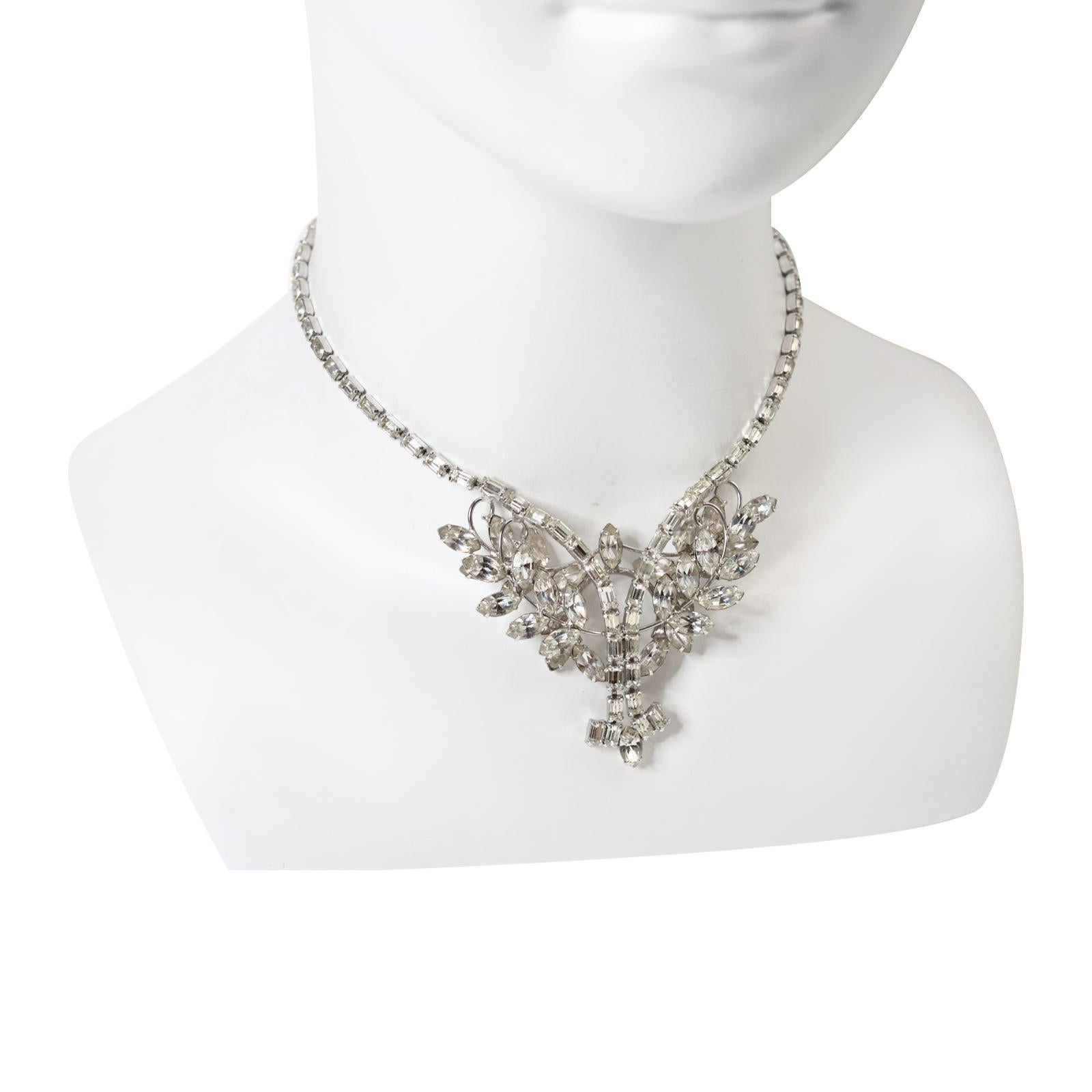Vintage Diamant-Halskette in Smaragdform mit Baguette-Halskette Circa 1960er Jahre für Damen oder Herren im Angebot