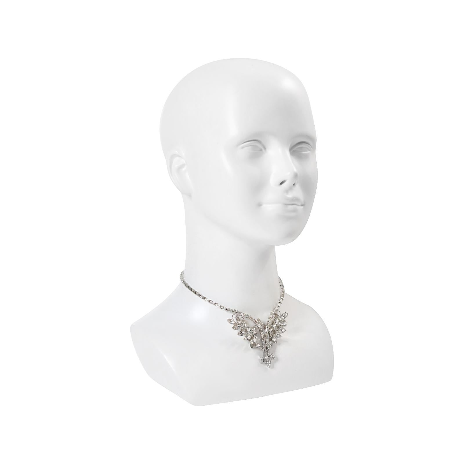 Vintage Diamant-Halskette in Smaragdform mit Baguette-Halskette Circa 1960er Jahre im Angebot 1