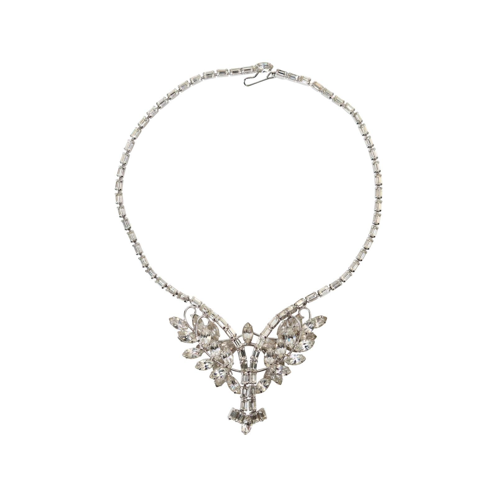 Vintage Diamant-Halskette in Smaragdform mit Baguette-Halskette Circa 1960er Jahre im Angebot 2