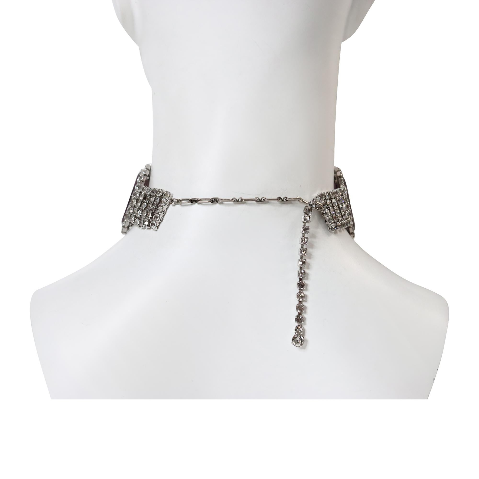 Vintage Diamante Emerald Shape With Purple Choker Circa 1980s For Sale 2