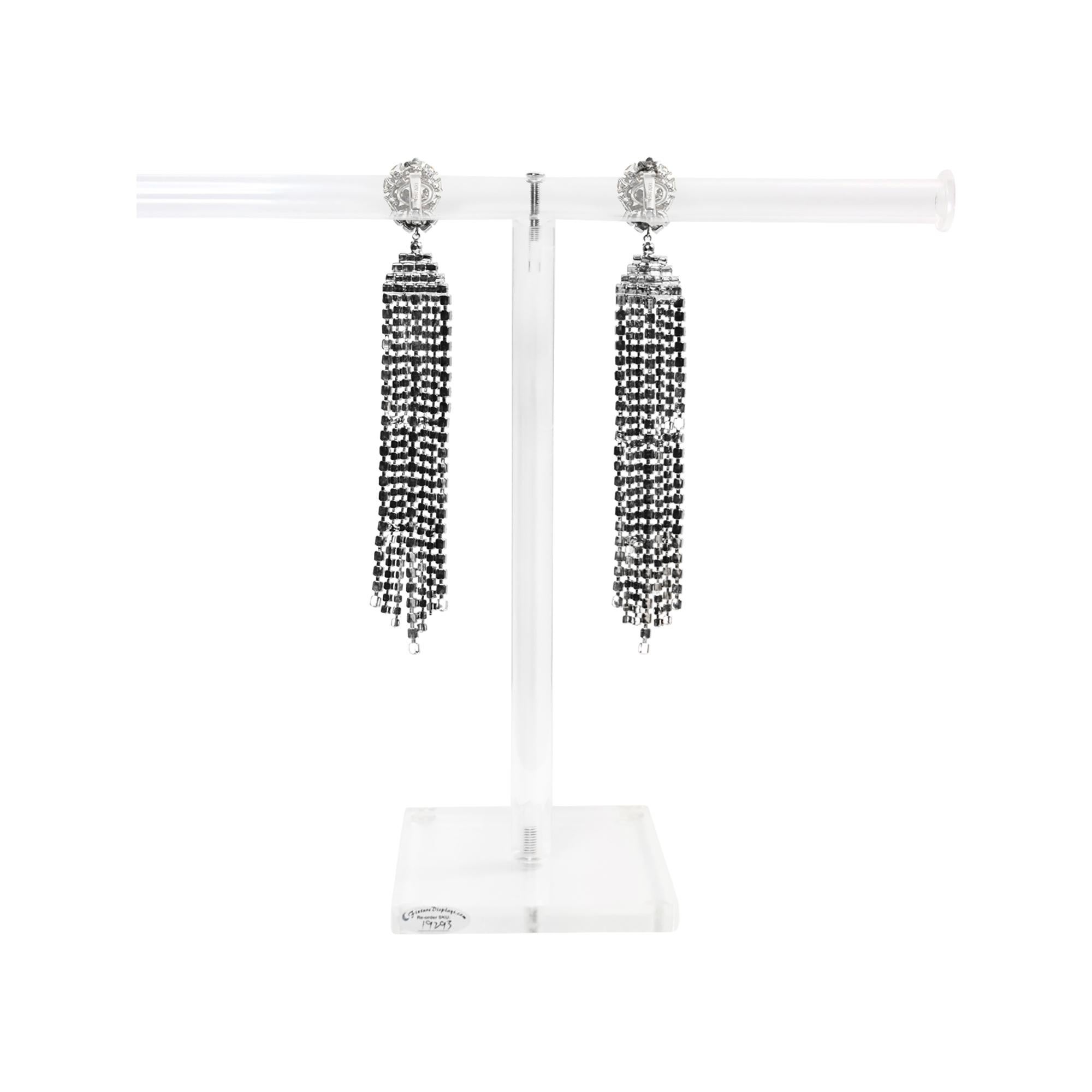 Pendientes largos en cascada con flecos de diamantes vintage, años 80 en venta 4