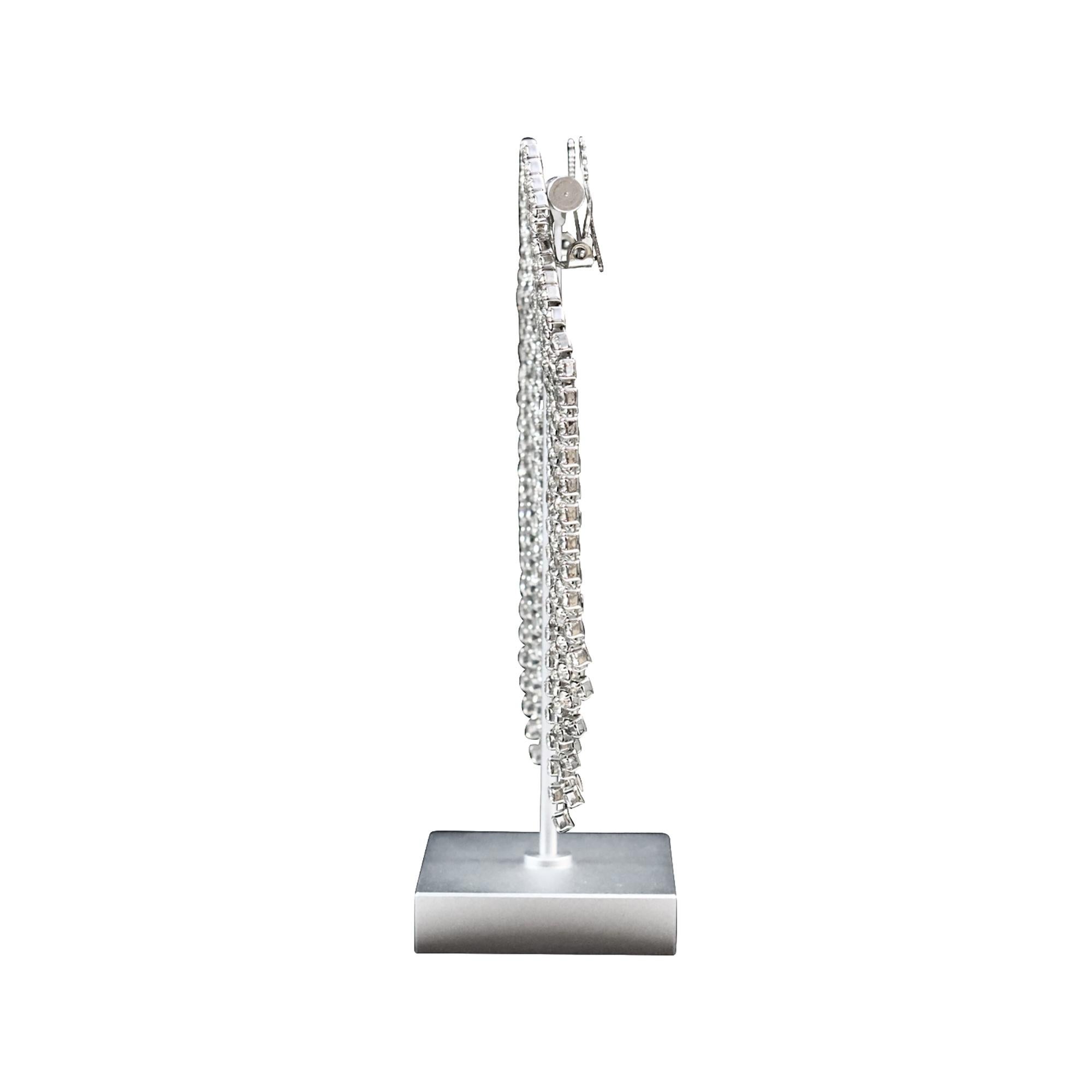 Vintage Diamant-Fringe baumelnde Wasserfall-Ohrringe mit Fransen, ca. 1980er Jahre im Angebot 1