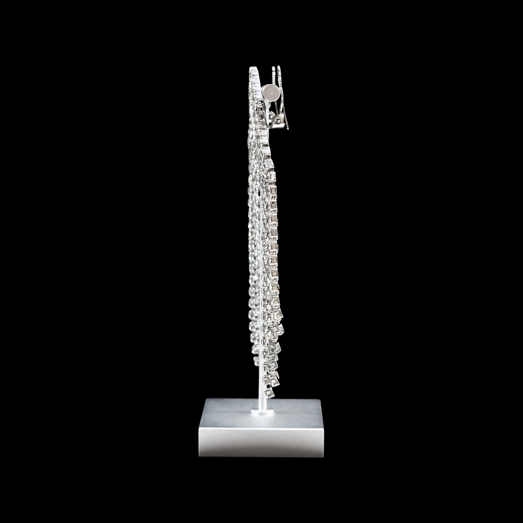 Vintage Diamant-Fringe baumelnde Wasserfall-Ohrringe mit Fransen, ca. 1980er Jahre im Angebot 6