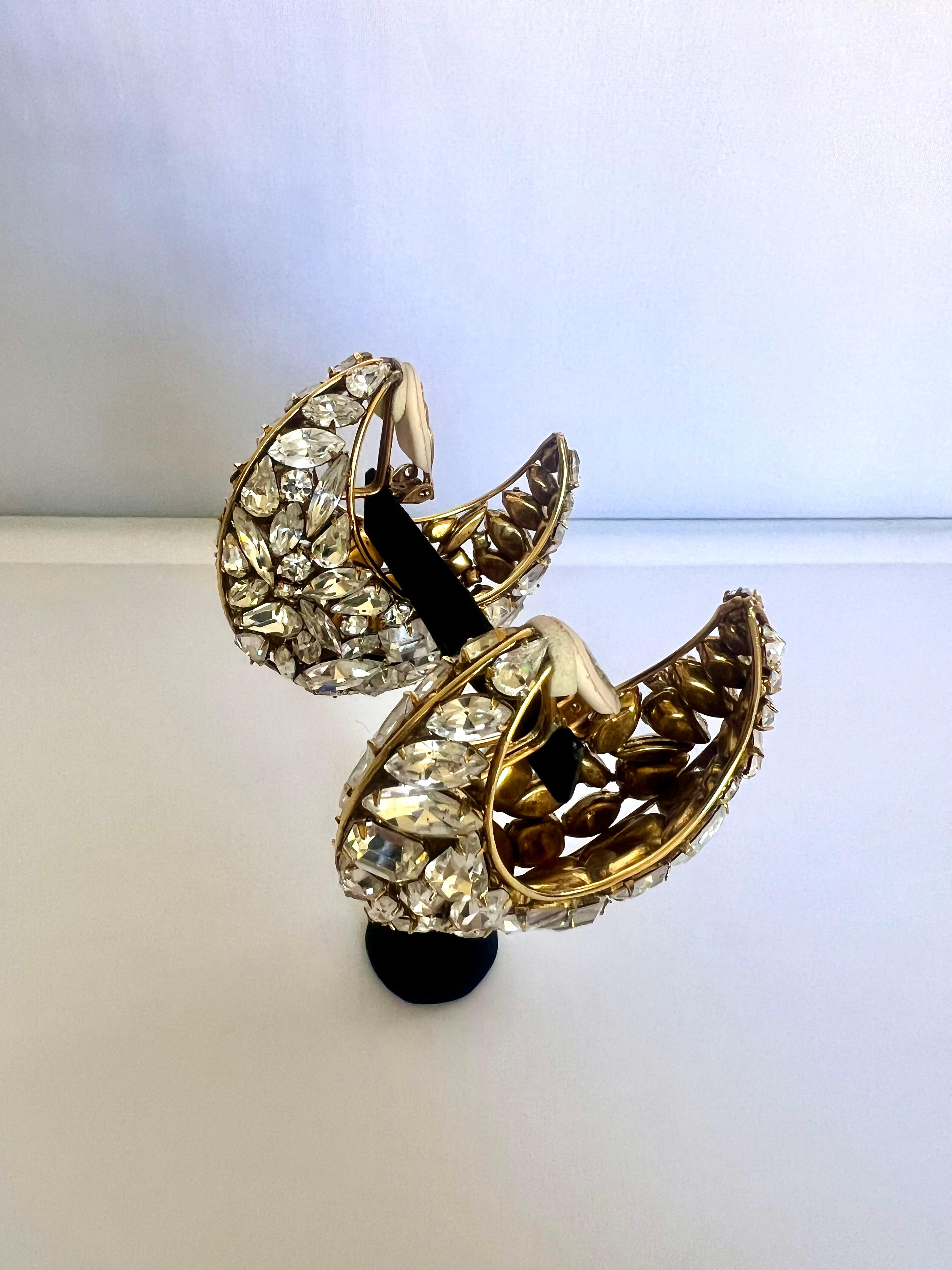 Artisan Boucles d'oreilles demi-lune vintage en diamants d'Iradj Moini pour Oscar de La Renta
