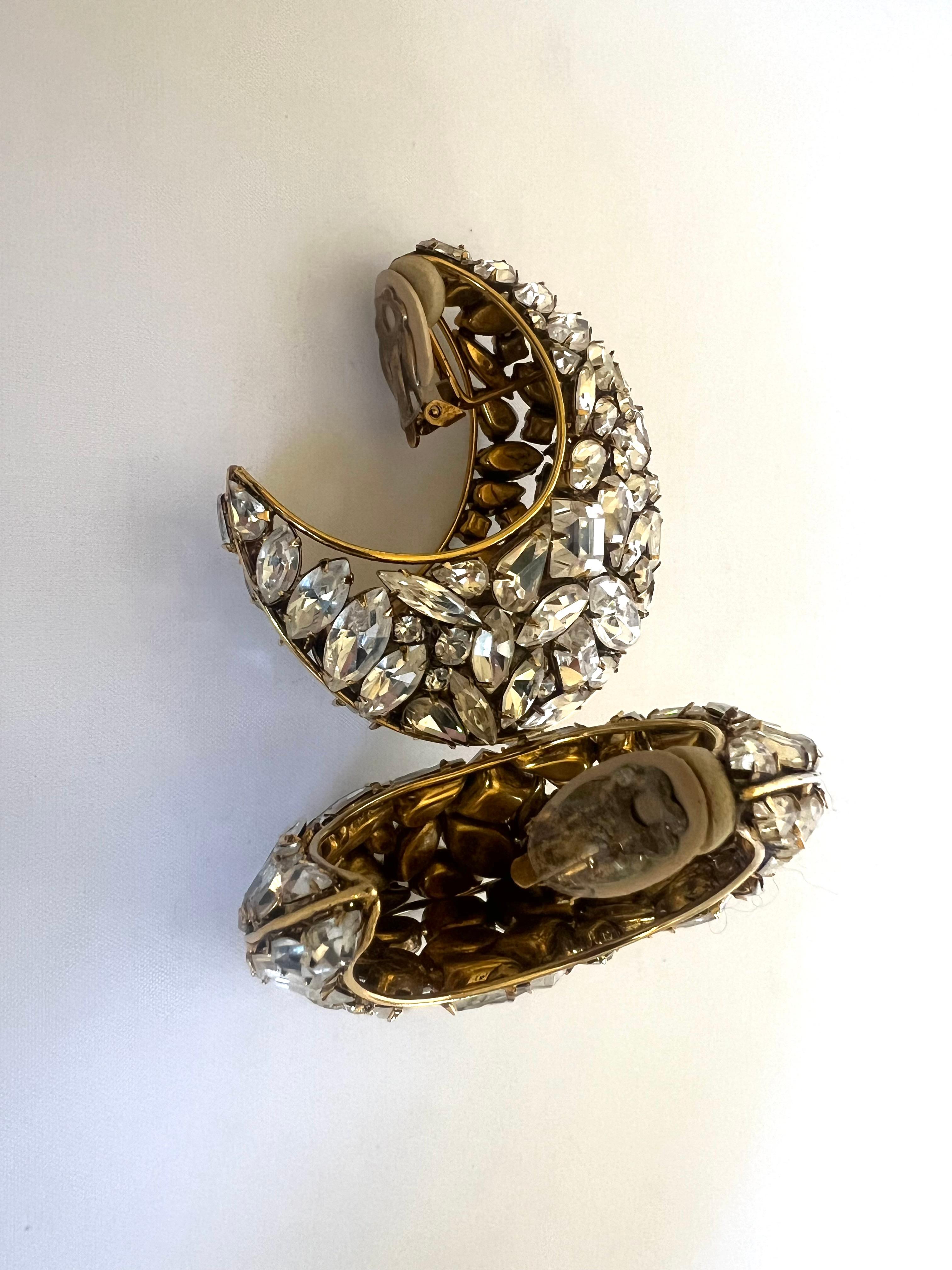 Boucles d'oreilles demi-lune vintage en diamants d'Iradj Moini pour Oscar de La Renta 1