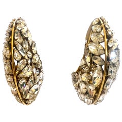 Boucles d'oreilles demi-lune vintage en diamants d'Iradj Moini pour Oscar de La Renta