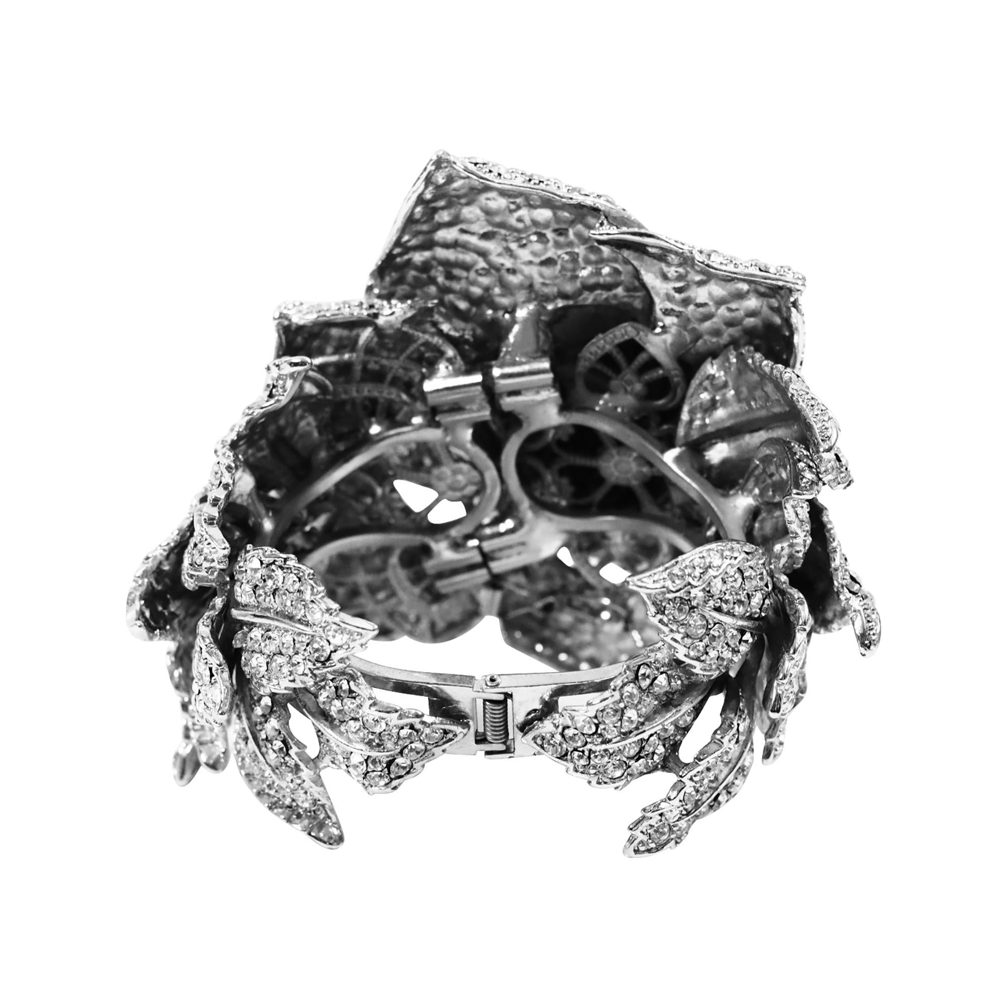 Brazalete Clamper Vintage Diamante Rosa Grande Circa Años 90 en venta 5