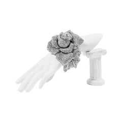 Vintage Diamante Large Rose Cuff Clamper Bracelet Circa 1990