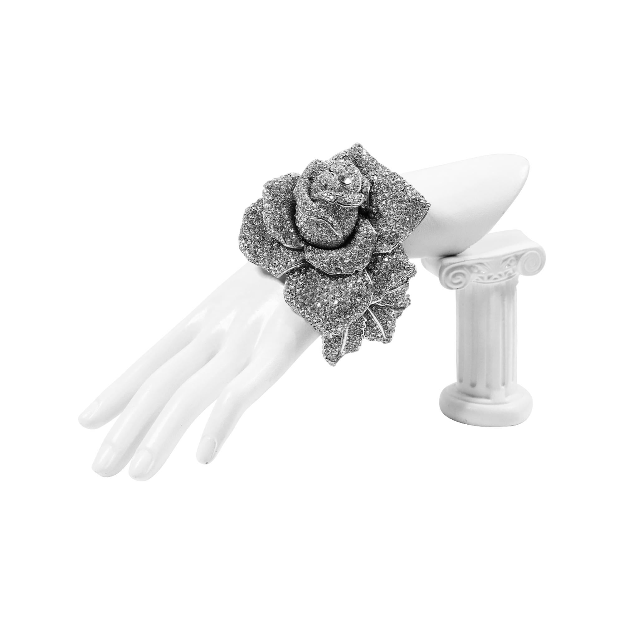 Brazalete Clamper Vintage Diamante Rosa Grande Circa Años 90 en venta 1