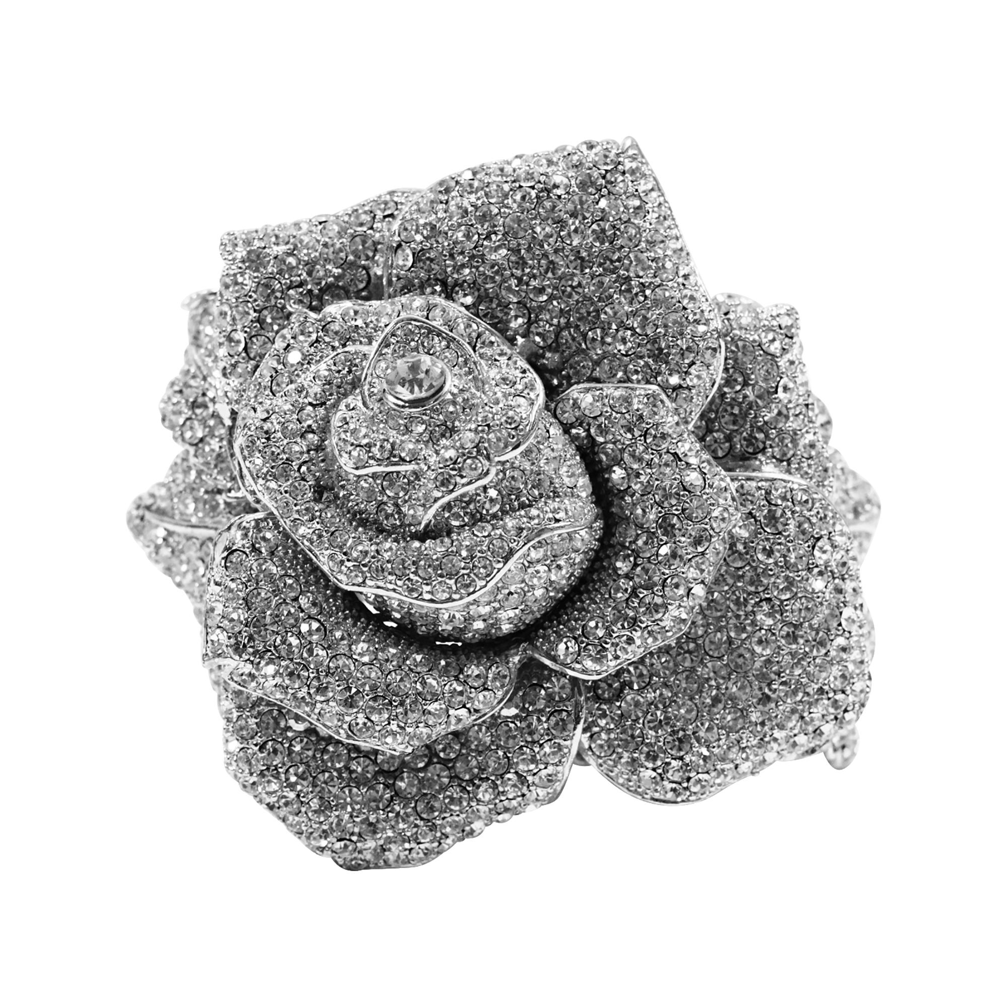 Brazalete Clamper Vintage Diamante Rosa Grande Circa Años 90 en venta 2