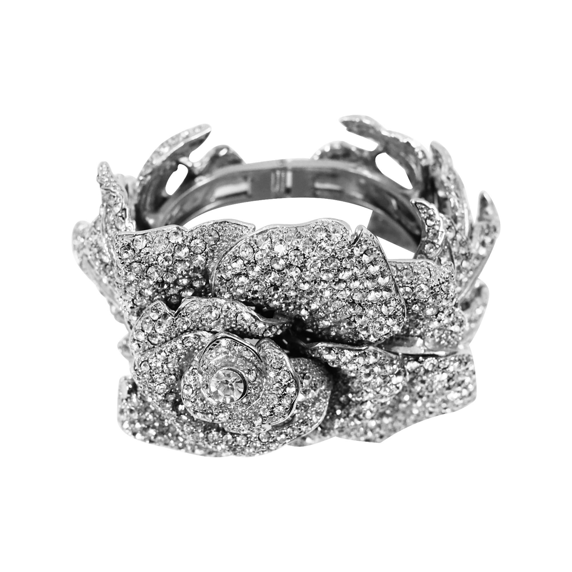 Brazalete Clamper Vintage Diamante Rosa Grande Circa Años 90 en venta 4