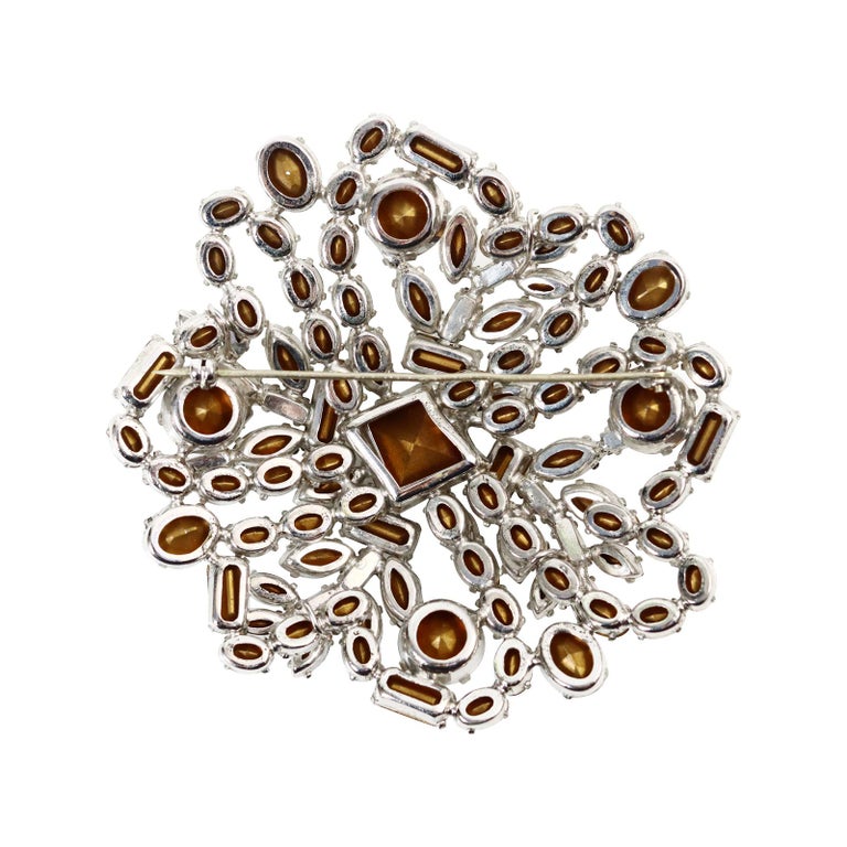 Vintage Diamante Large Round Brooch, circa 1960s For Sale at 1stDibs