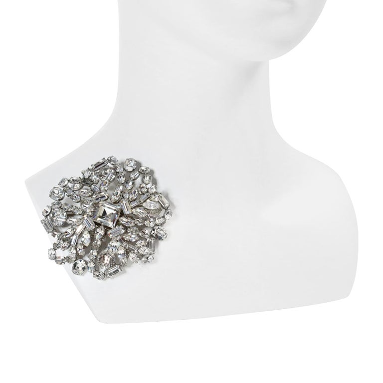 Vintage Diamante Large Round Brooch, circa 1960s For Sale at 1stDibs