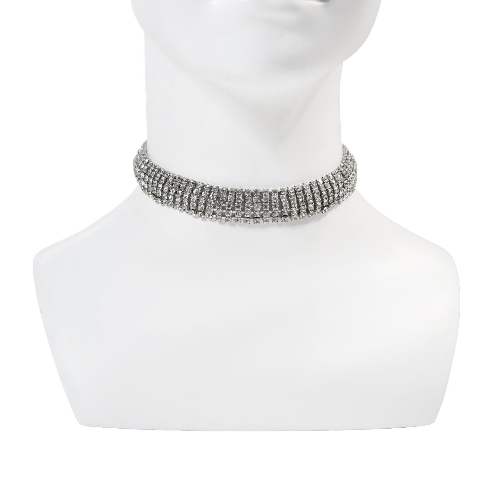 Modern Vintage Diamante Mid Size Choker Circa 1970s For Sale