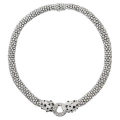 Vintage Diamant-Halskette aus Panther mit Pavé-Diamant, ca. 1980er Jahre