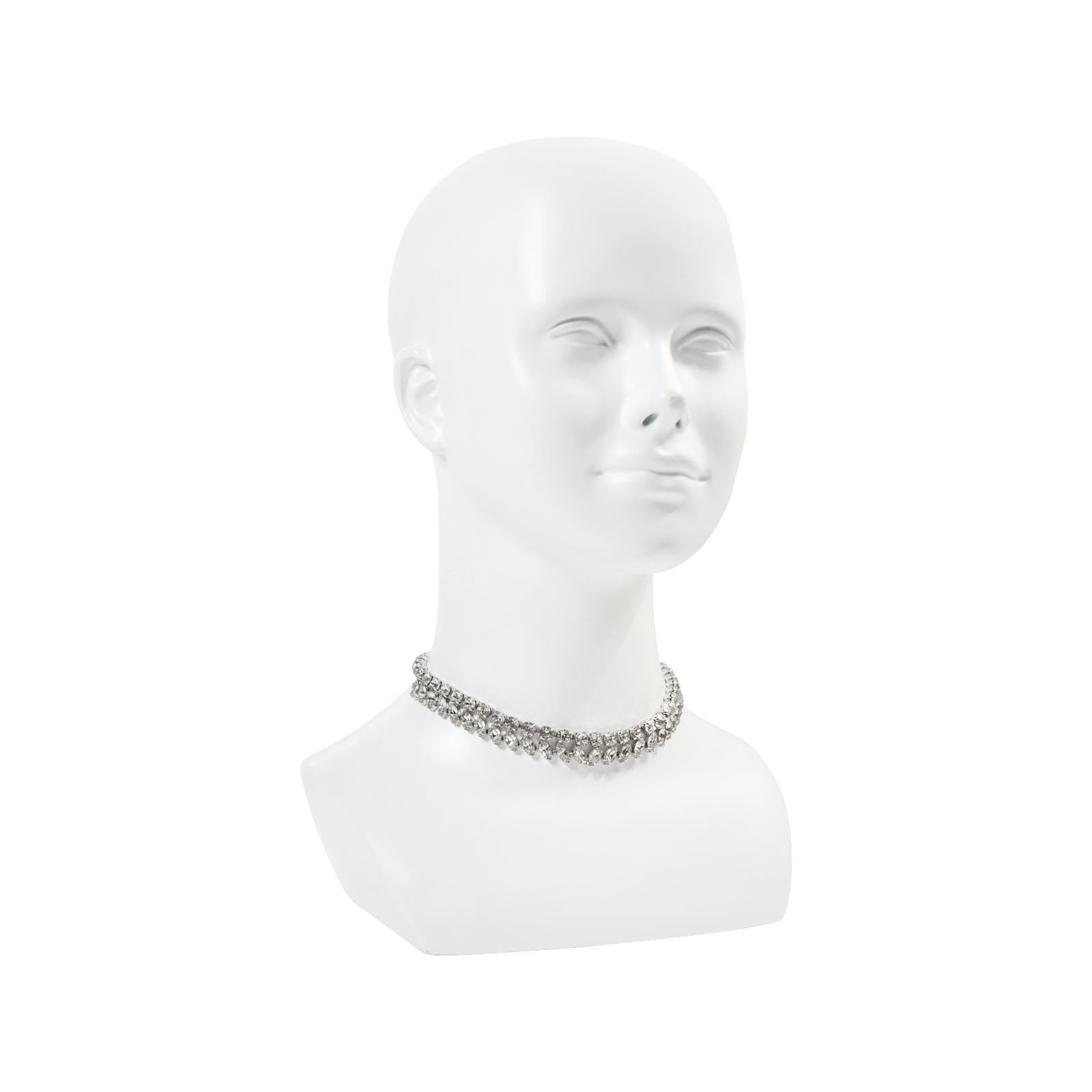 Moderne Collier ras du cou vintage en diamants taille poire et ronde, années 1960 en vente